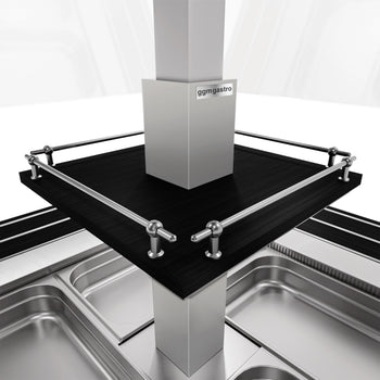 Bar sałatkowy DUBLIN - 1700 mm - z pochyloną szklaną pokrywą - na 4 pojemniki GN 1/1 - czarny - Prime Gastro