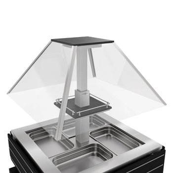 Bar sałatkowy DUBLIN - 1700 mm - z pochyloną szklaną pokrywą - na 4 pojemniki GN 1/1 - czarny - Prime Gastro