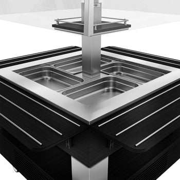 Bar sałatkowy DUBLIN - 1700 mm - z pochyloną szklaną pokrywą - na 4 pojemniki GN 1/1 - czarny - Prime Gastro