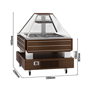 Bar sałatkowy bufet chłodniczy DUBLIN - 1700 mm - z pochyłą szklaną nadstawną - dla 4x GN 1/1 - Prime Gastro