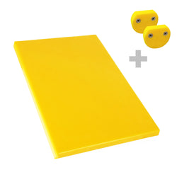 Antypoślizgowa deska do krojenia z nóżkami – 250 x 400 mm – zgodna z normą HACCP – żółta