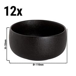 (12 pcs) Dessert Bowl - Universe - Porcelain - 450ml - round - Ø 110mm - Depth: 55mm - Black