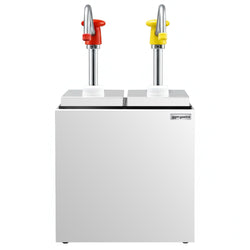 Saucen - / Dosierspender - 2x 2,5 Liter - tropfsicherer Auslauf - inkl. Edelstahlgestell