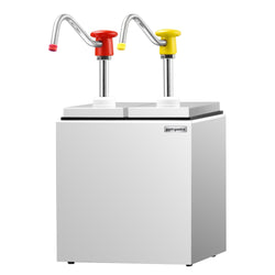 Saucen - / Dosierspender - 2x 2,5 Liter - tropfsicherer Auslauf - inkl. Edelstahlgestell