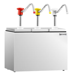 Dozownik sosów/dawkowacz – 3 x 2,5 litra – wylewka zapobiegająca kapaniu – wraz z podstawką ze stali nierdzewnej