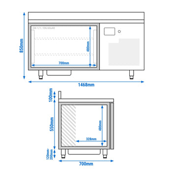 Stół do zamrażarki szokowej - Touch - 120 litrów - 7x GN 1/1 lub EN 600x400 - Prime Gastro