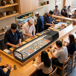 Witryna chłodnicza do sushi – 5 przegródek GN 1/2 – czarna
