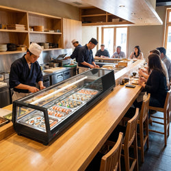 Witryna chłodnicza do sushi – 5 przegródek GN 1/3 – czarna