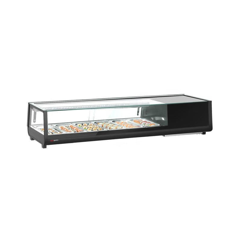 Witryna chłodnicza do sushi – 6 przegródek GN 1/3 – czarna