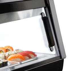 Witryna chłodnicza do sushi – 6 przegródek GN 1/3 – czarna