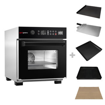 Piekarnik Speed – 3,4 kW – w zestawie czujnik temperatury, blacha do pizzy, kosz z powłoką nieprzywierającą | Gotowanie o 80% szybsze