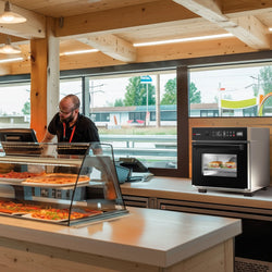 Piec szybki  – 3,4 kW – stal nierdzewna – w zestawie czujnik temperatury, blacha do pizzy, kosz z powłoką nieprzywierającą | Gotowanie o 80% szybsze