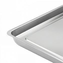 Blacha ekspozycyjna/wystawowa – stal nierdzewna – z obrzeżem – 768 x 268 x 40 mm