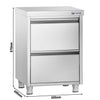 Szafka szufladowa PREMIUM – stal nierdzewna – 500 x 600 mm – z 2 szufladami
