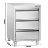 Szafka szufladowa PREMIUM – stal nierdzewna – 500 x 700 mm – z 3 szufladami
