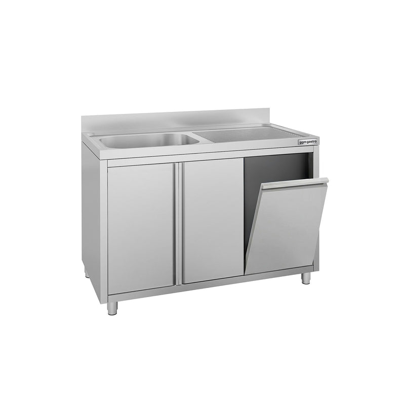 Szafka zlewozmywakowa ECO – 1200 x 700 mm – z koszem na śmieci i 1 zlewem po lewej stronie