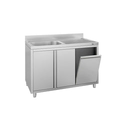 Szafka zlewozmywakowa ECO – 1200 x 600 mm – z koszem na śmieci i 1 zlewem po lewej stronie