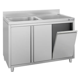 Szafka zlewozmywakowa ECO – 1200 x 600 mm – z koszem na śmieci i 1 zlewem po lewej stronie