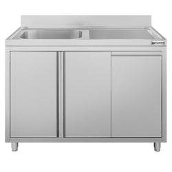 Szafka zlewozmywakowa ECO – 1200 x 600 mm – z koszem na śmieci i 1 zlewem po lewej stronie