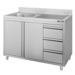 Szafka zlewozmywakowa ECO – 1200 x 700 mm – 3 szuflady – i 1 zlew po lewej stronie