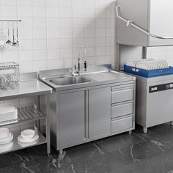 Szafka zlewozmywakowa ECO – 1200 x 600 mm – 3 szuflady i 1 zlew po lewej stronie