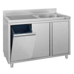 Szafka zlewozmywakowa ECO – 1200 x 600 mm – z koszem na śmieci i 1 zlewem po prawej stronie