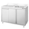 Sink cabinet PREMIUM – 1200 x 600 mm – with waste container and 1-bowl sink on the right side