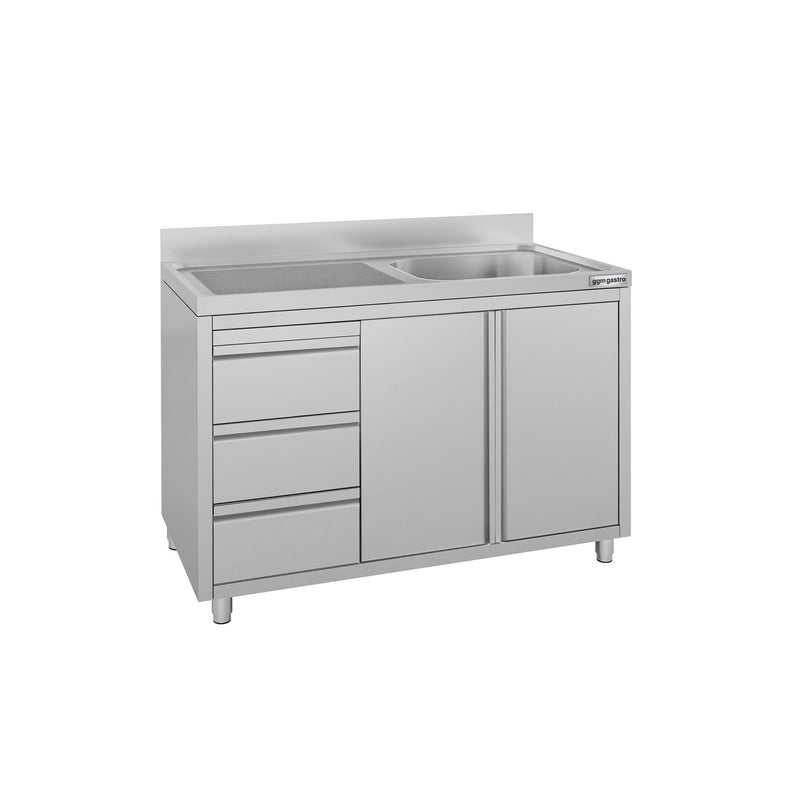 Szafka zlewozmywakowa ECO – 1200 x 700 mm – 3 szuflady i 1 zlew po prawej stronie