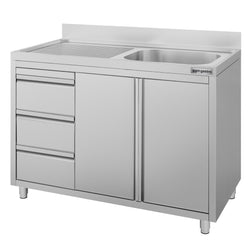 Szafka zlewozmywakowa ECO – 1200 x 700 mm – 3 szuflady i 1 zlew po prawej stronie