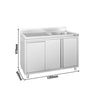 Sink cabinet PREMIUM – 1200 x 600 mm – with waste container and 1-bowl sink on the right side