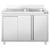 Sink cabinet PREMIUM – 1200 x 600 mm – with waste container and 1-bowl sink on the right side