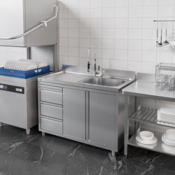 Szafka zlewozmywakowa ECO – 1200 x 600 mm – 3 szuflady – i 1 zlew po prawej stronie