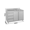 Szafka zlewozmywakowa ECO – 1200 x 700 mm – 3 szuflady i 1 zlew po prawej stronie