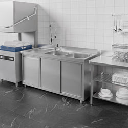 Szafka zlewozmywakowa ECO – 2000 x 600 mm – z koszem na śmieci i 2 zlewami po prawej stronie