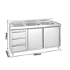Szafka zlewozmywakowa PREMIUM – 1400 x 600 mm – z 3 szufladami i 2 zlewami po prawej stronie