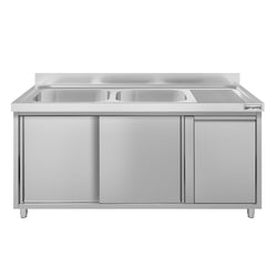 Szafka zlewozmywakowa ECO – 1400 x 600 mm – z koszem na śmieci i 2 zlewami po lewej stronie