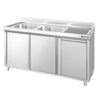 Szafka zlewozmywakowa PREMIUM – 1400 x 700 mm – z pojemnikiem na odpady i zlewem 2-komorowym po lewej stronie
