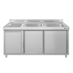 Szafka zlewozmywakowa ECO – 1400 x 600 mm – z koszem na śmieci i 2 zlewami po prawej stronie