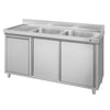 Szafka zlewozmywakowa ECO – 1400 x 700 mm – z koszem na śmieci i 2 zlewami po prawej stronie