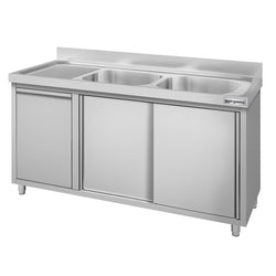 Szafka zlewozmywakowa ECO – 1400 x 600 mm – z koszem na śmieci i 2 zlewami po prawej stronie