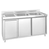 Szafka zlewozmywakowa PREMIUM – 1400 x 600 mm – z pojemnikiem na odpady i zlewem 2-komorowym po prawej stronie