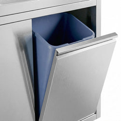Szafka zlewozmywakowa PREMIUM – 1400 x 700 mm – z koszem na śmieci i 2 zlewami po lewej stronie