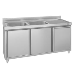 Szafka zlewozmywakowa ECO – 1600 x 600 mm – z koszem na śmieci i 2 zlewami po lewej stronie