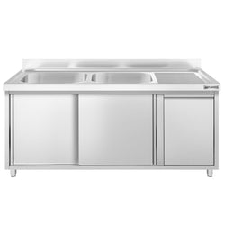 Szafka zlewozmywakowa PREMIUM – 1600 x 600 mm – z koszem na śmieci i 2 zlewami po lewej stronie