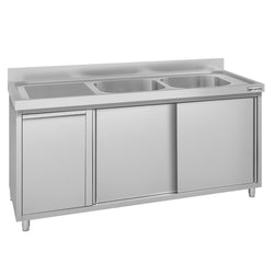 Szafka zlewozmywakowa ECO – 1600 x 700 mm – z koszem na śmieci i 2 zlewami po prawej stronie