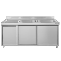 Szafka zlewozmywakowa ECO – 1600 x 600 mm – z koszem na śmieci i 2 zlewami po prawej stronie
