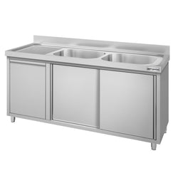 Szafka zlewozmywakowa ECO – 1600 x 700 mm – z koszem na śmieci i 2 zlewami po prawej stronie