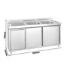 Zlew ze szafką ze stali nierdzewnej PREMIUM – 1600 x 700 mm – z koszem na śmieci i 2 zlewami po prawej stronie