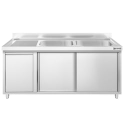 Szafka zlewozmywakowa PREMIUM – 1600 x 600 mm – z koszem na śmieci i 2 zlewami po prawej stronie
