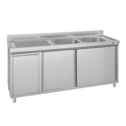 Szafka zlewozmywakowa ECO – 1800 x 600 mm – z koszem na śmieci i 2 zlewami po prawej stronie